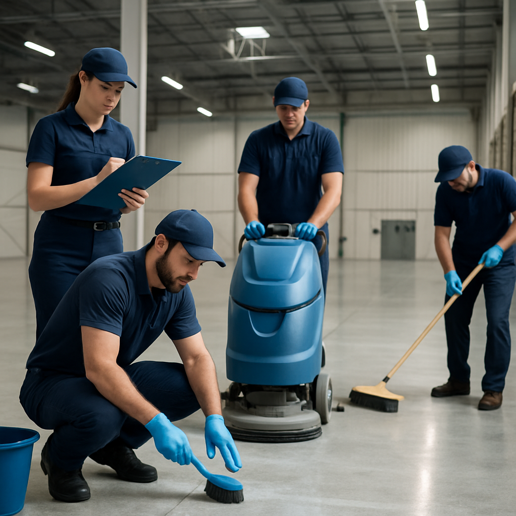 group of people cleaning